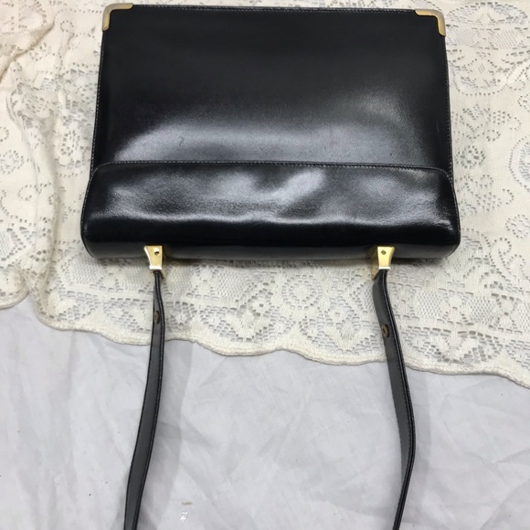Vintage Koret black leather handbag red lining AMAZING - Picture 7 of 14